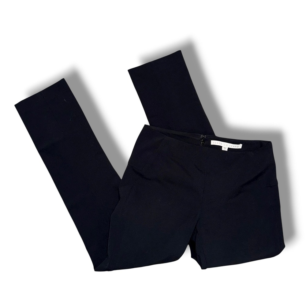 Veronica Beard Black Straight Leg‎ Pants Women's Size 0 High Waist Career